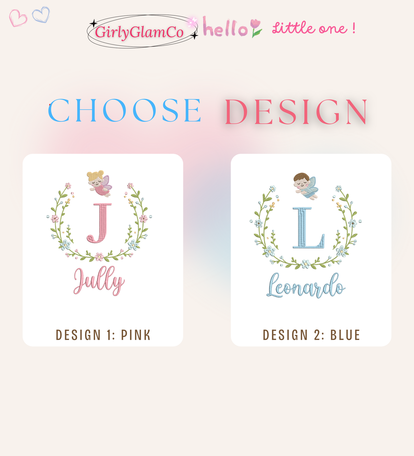 Angel Wreath Monogram 2 โ Personalized Baby Banner, Newborn Hospital Door Sign