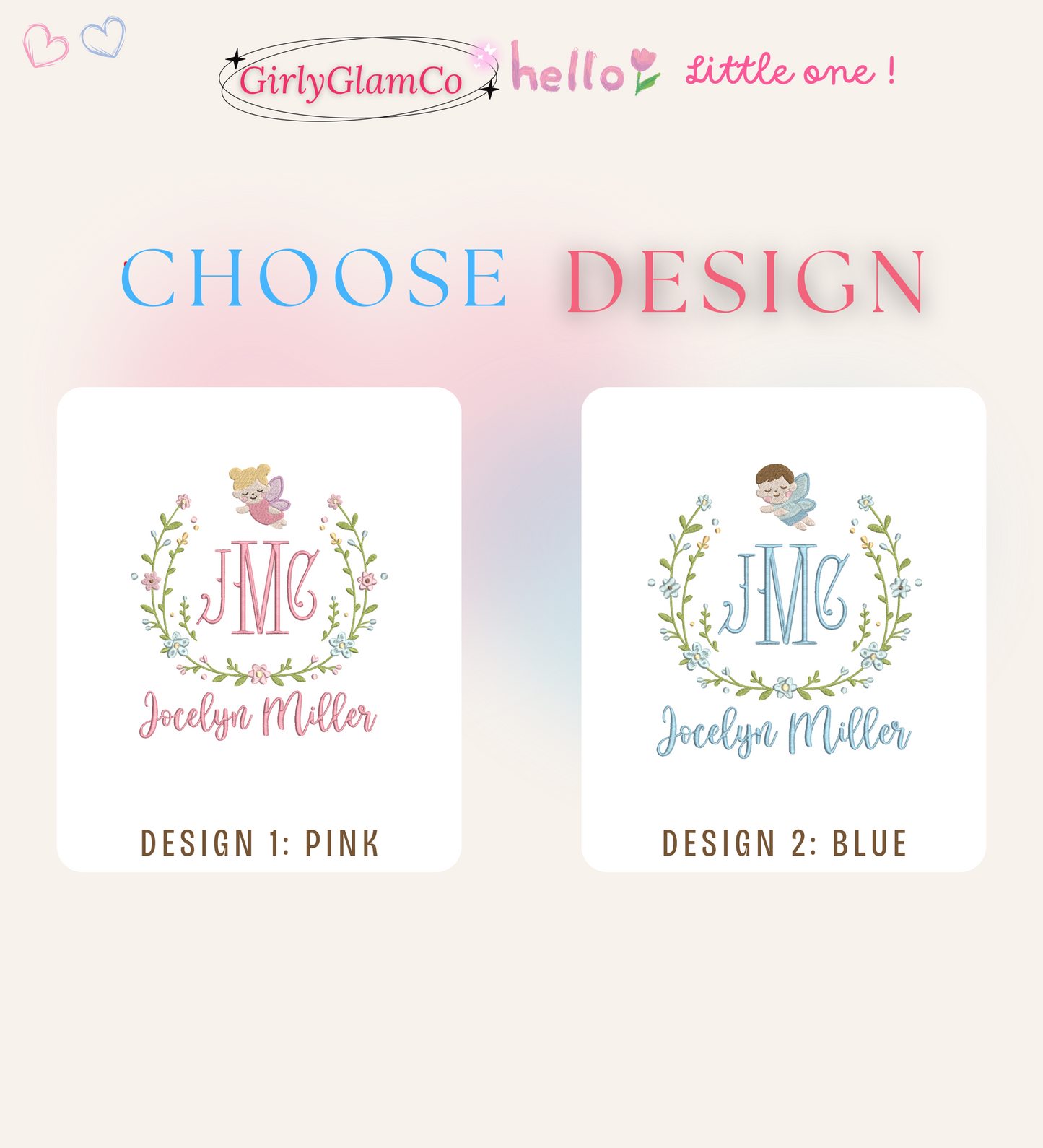 Angel Wreath Monogram โ Personalized Baby Banner, Newborn Hospital Door Sign
