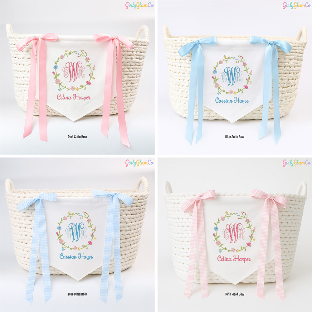 Spring Blooms Monogram Baby Banner โ Personalized Baby Banner, Newborn Hospital Door Sign