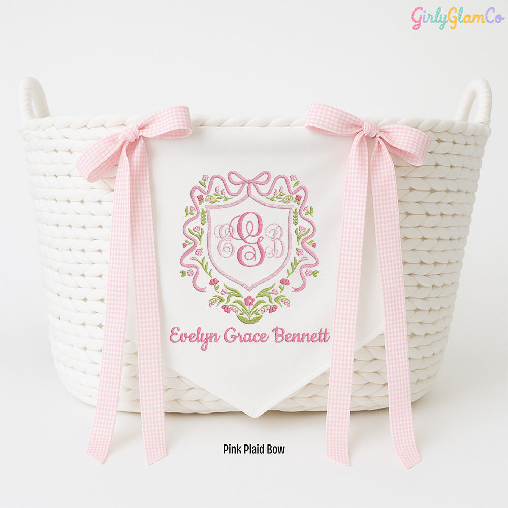 Royal Crest Monogram Baby Banner – Personalized Baby Banner, Newborn Hospital Door Sign