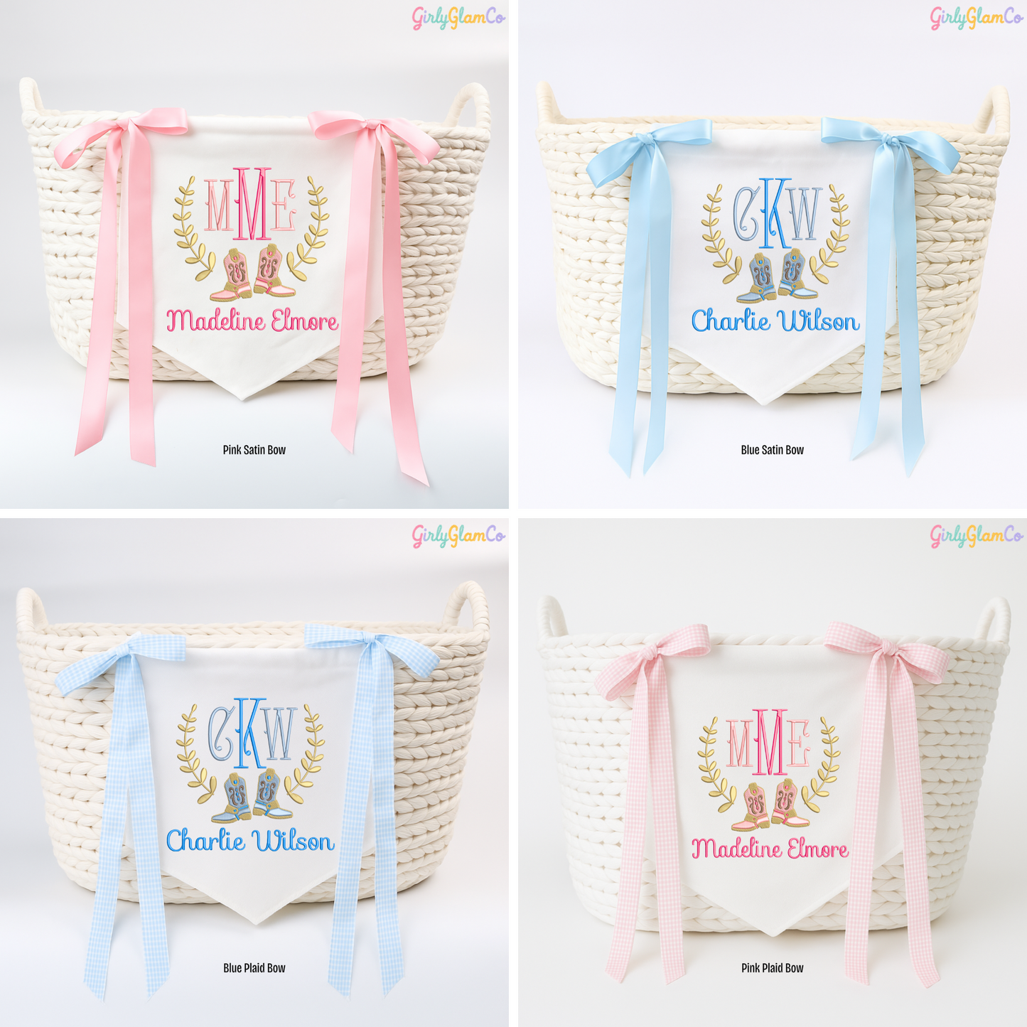 Baby Cowboy Boots Monogram โ Personalized Baby Banner, Newborn Hospital Door Sign