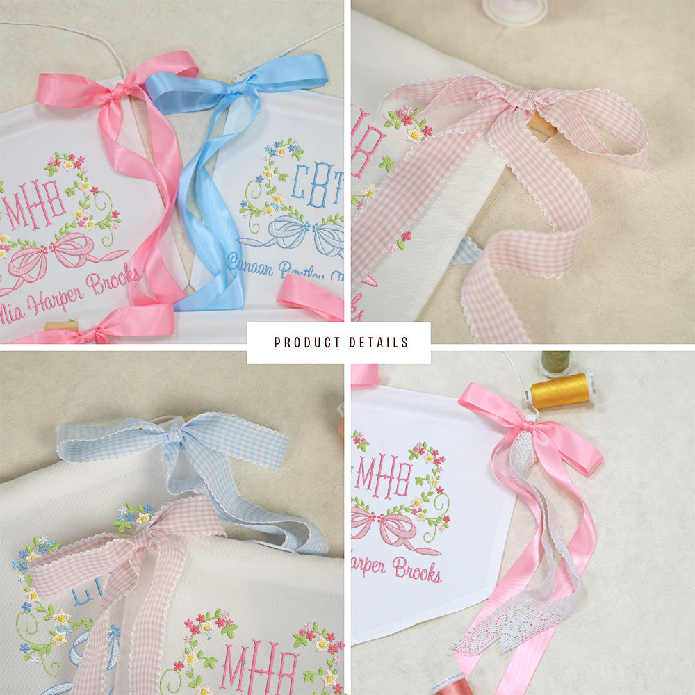 Little Dancer Floral Crest Banner – Personalized Baby Banner, Newborn Hospital Door Sign