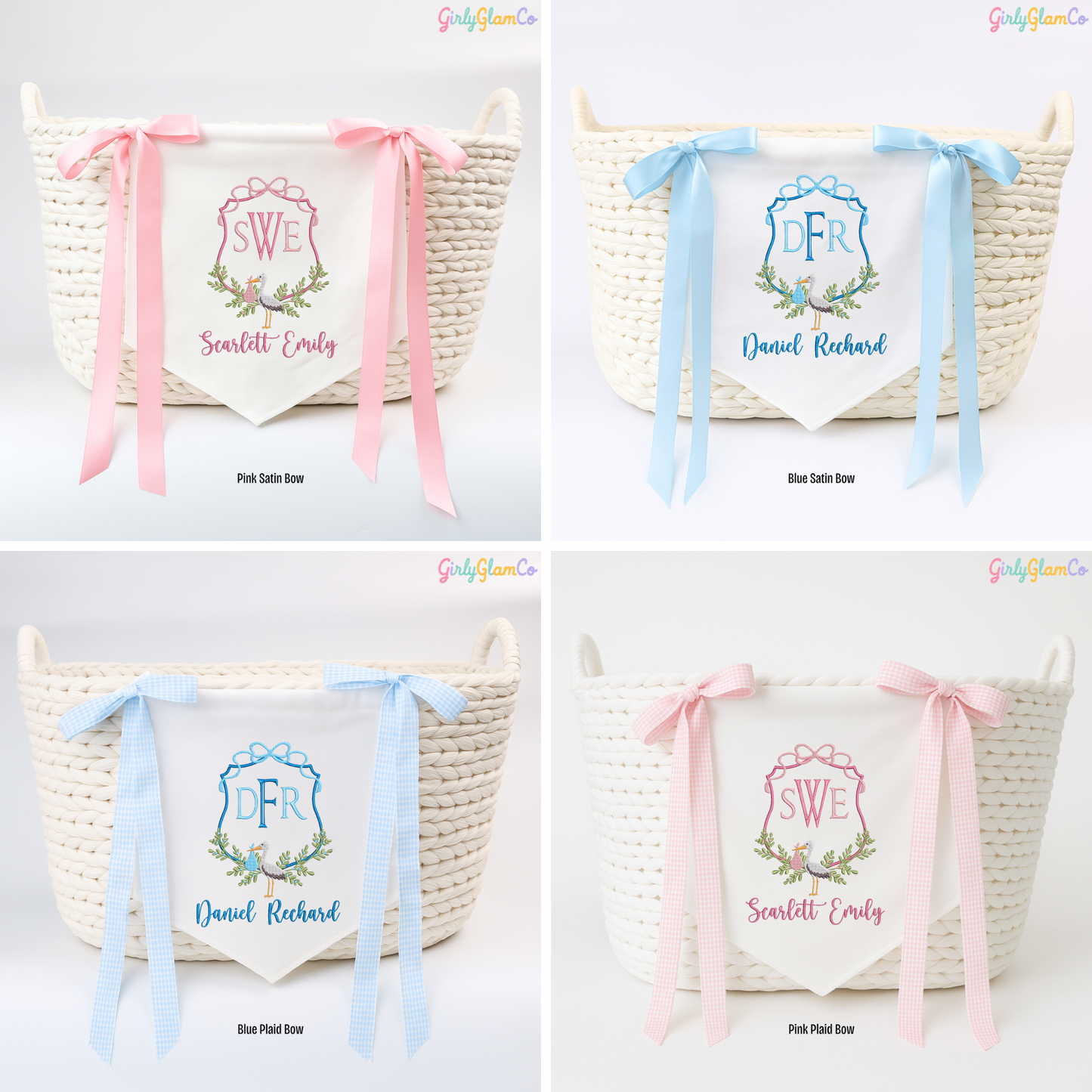 Cranebird Crest Monogram Baby Banner โ Personalized Baby Banner, Newborn Hospital Door Sign
