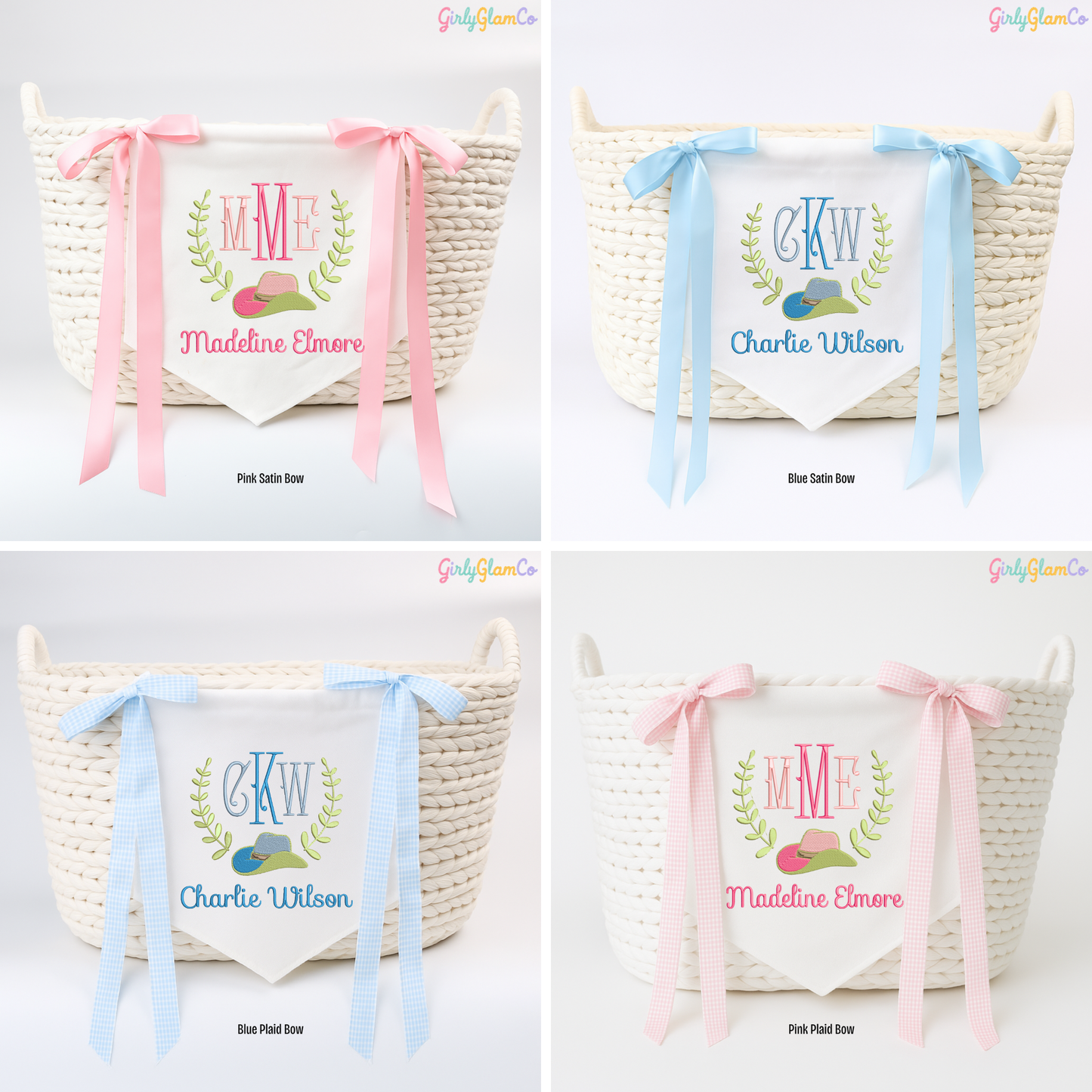 Baby Cowboy Hat Monogram โ Personalized Baby Banner, Newborn Hospital Door Sign