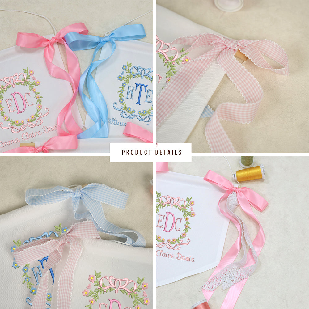 Bow Wreath Monogram Baby Banner โ Personalized Baby Banner, Newborn Hospital Door Sign