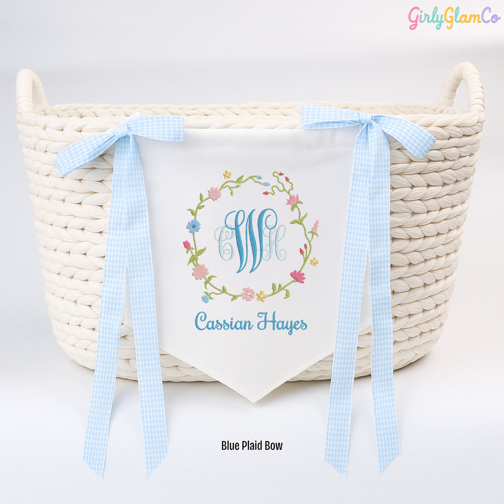 Spring Blooms Monogram Baby Banner โ Personalized Baby Banner, Newborn Hospital Door Sign