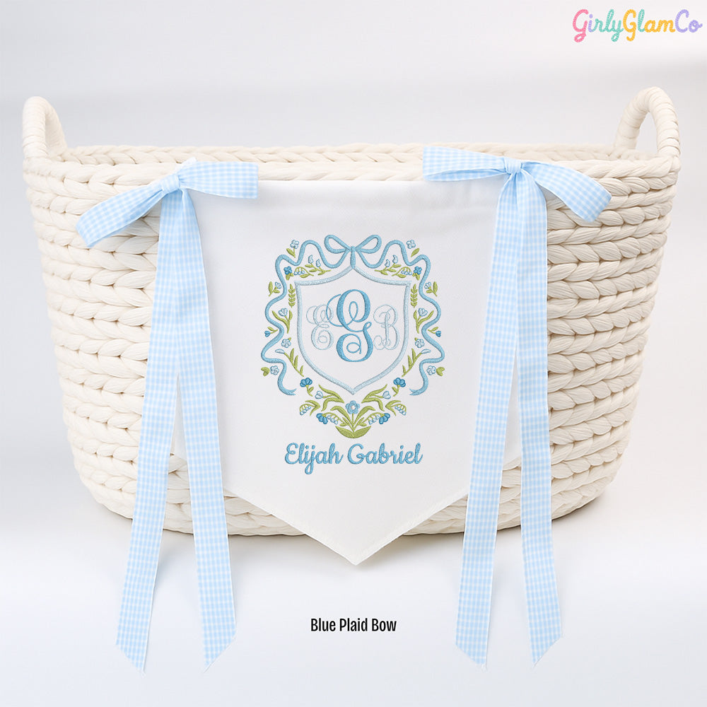 Royal Crest Monogram Baby Banner – Personalized Baby Banner, Newborn Hospital Door Sign