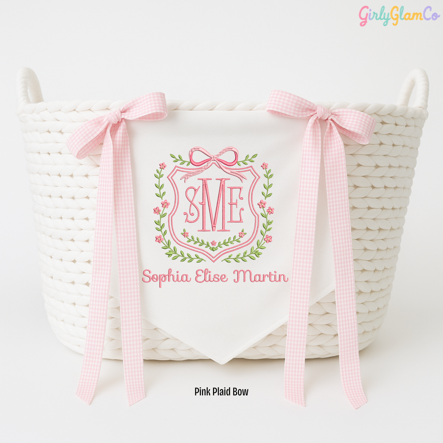 Spring Crest Monogram โ Personalized Baby Banner, Newborn Hospital Door Sign
