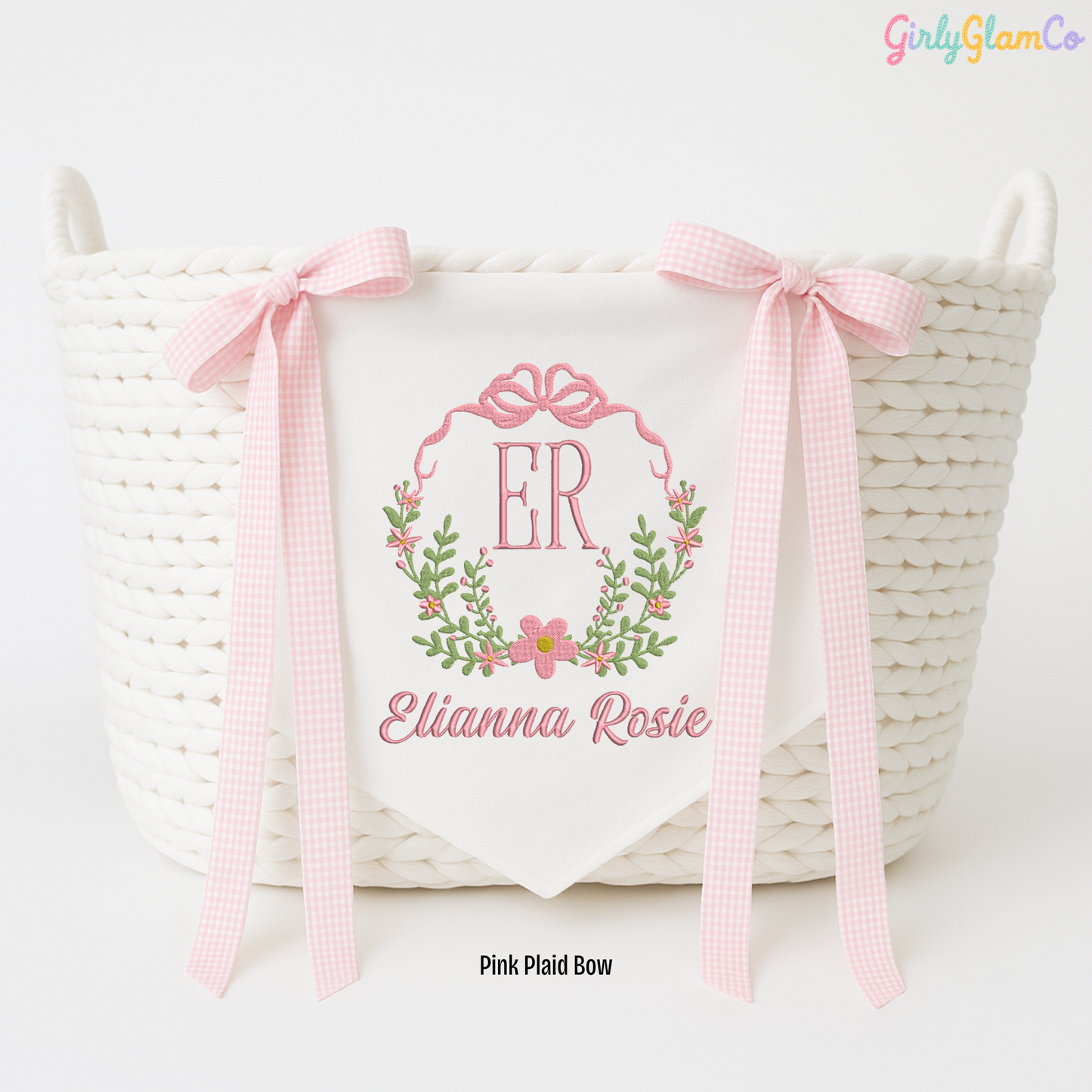 Floral Bow Crest Monogram Baby Banner โ Personalized Baby Banner, Newborn Hospital Door Sign