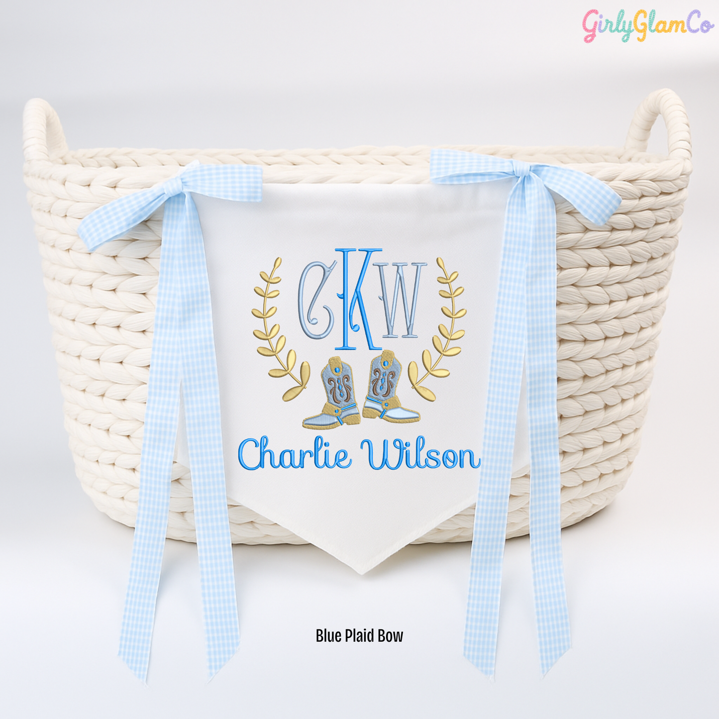 Baby Cowboy Boots Monogram โ Personalized Baby Banner, Newborn Hospital Door Sign