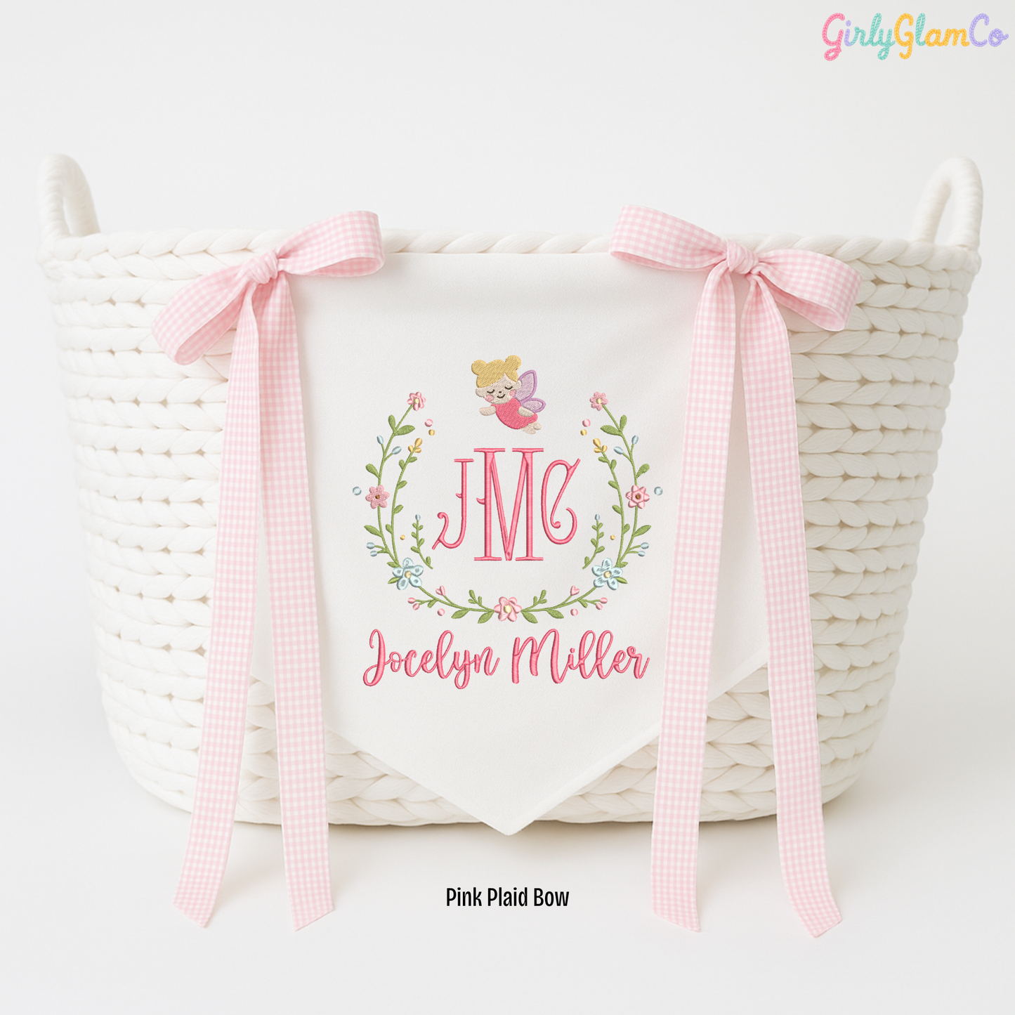 Angel Wreath Monogram โ Personalized Baby Banner, Newborn Hospital Door Sign