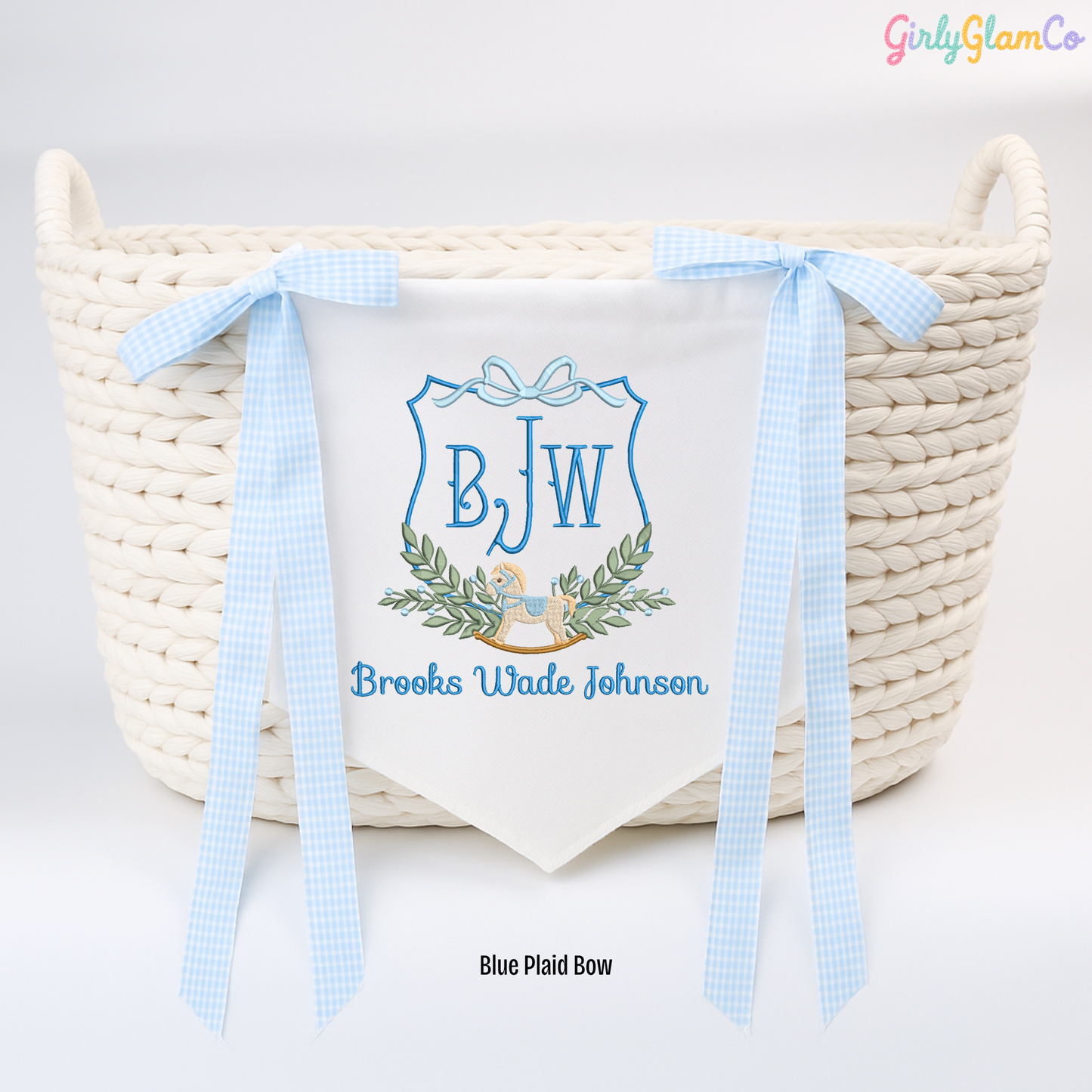 Rocking Horse Crest Baby Banner โ Personalized Baby Banner, Newborn Hospital Door Sign