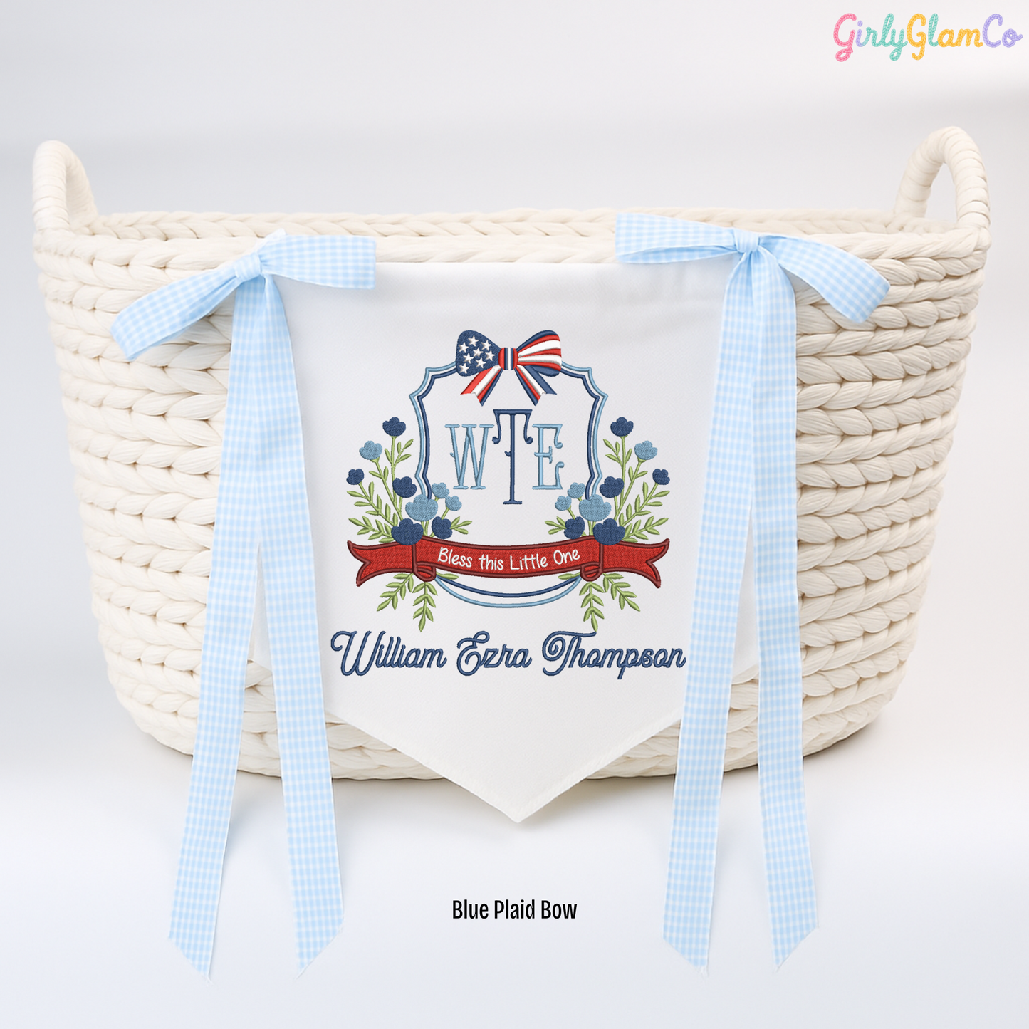 Independence Day Baby Banner with USA Bow โ Personalized Baby Banner, Newborn Hospital Door Sign