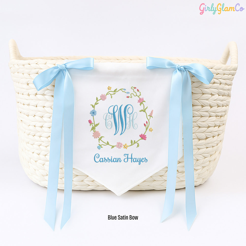 Spring Blooms Monogram Baby Banner โ Personalized Baby Banner, Newborn Hospital Door Sign