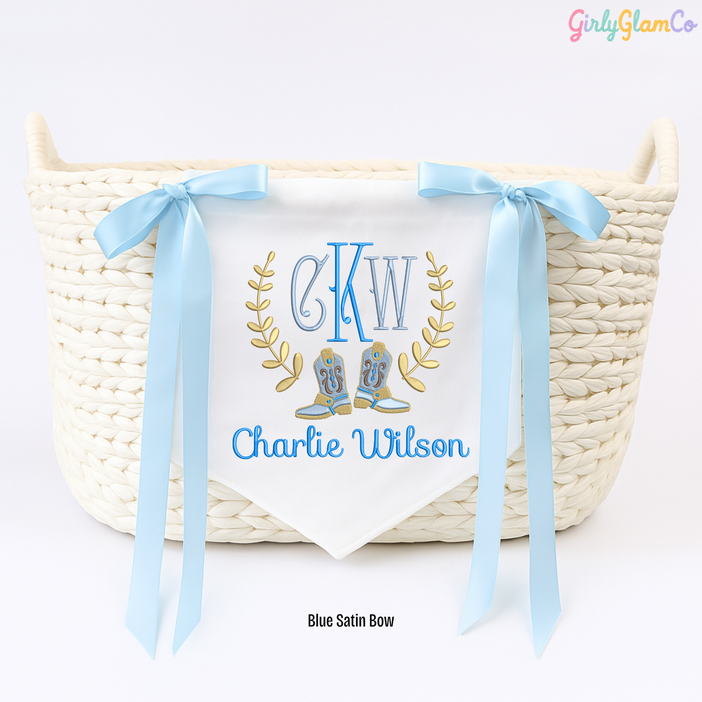 Baby Cowboy Boots Monogram โ Personalized Baby Banner, Newborn Hospital Door Sign