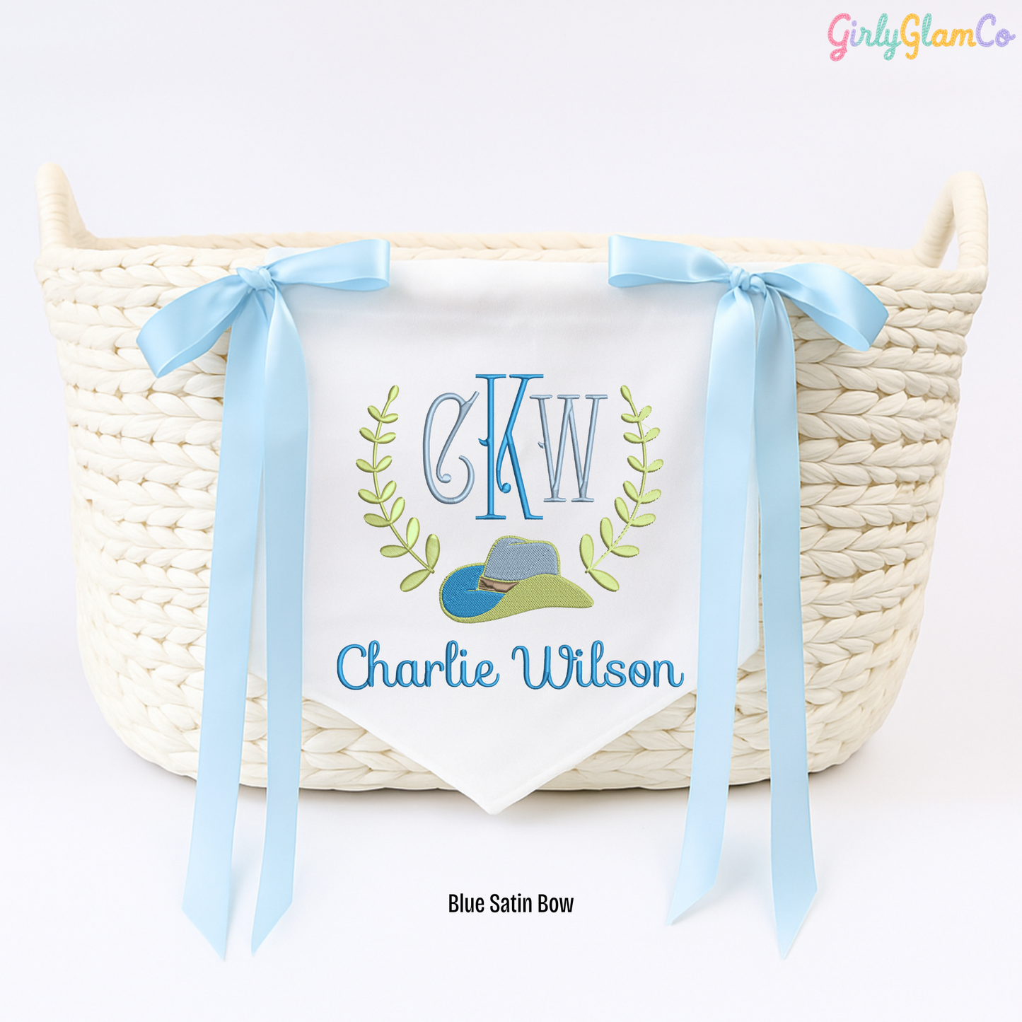 Baby Cowboy Hat Monogram โ Personalized Baby Banner, Newborn Hospital Door Sign