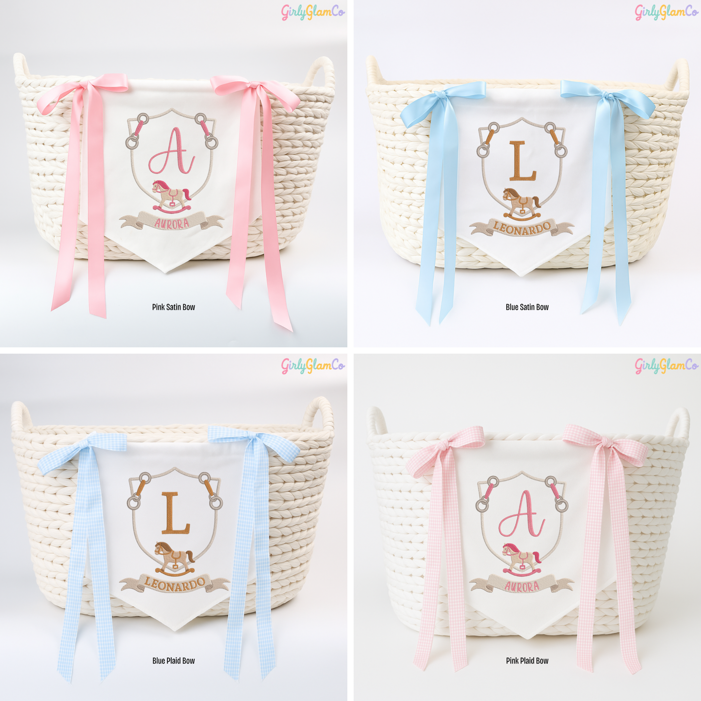 Rocking Horse Monogram โ Personalized Baby Banner, Newborn Hospital Door Sign