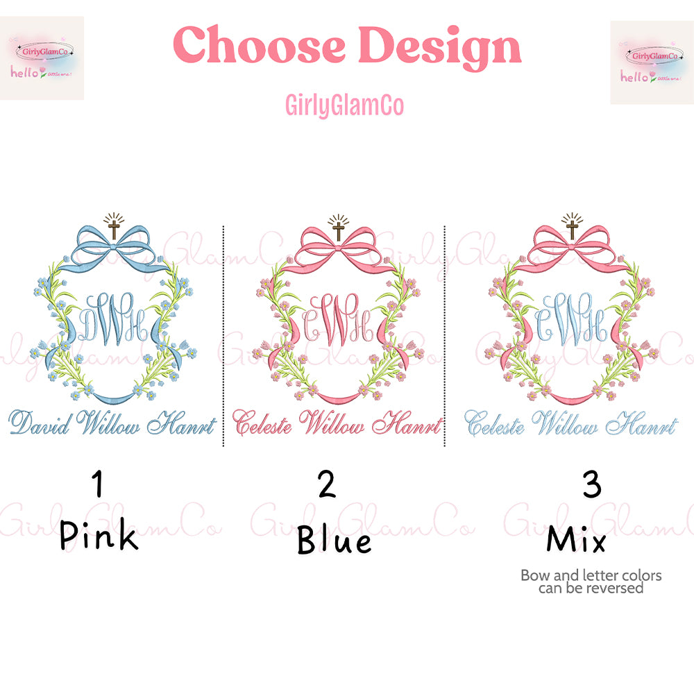 Faith Floral Wreath Monogram Baby Banner โ Personalized Baby Banner, Newborn Hospital Door Sign