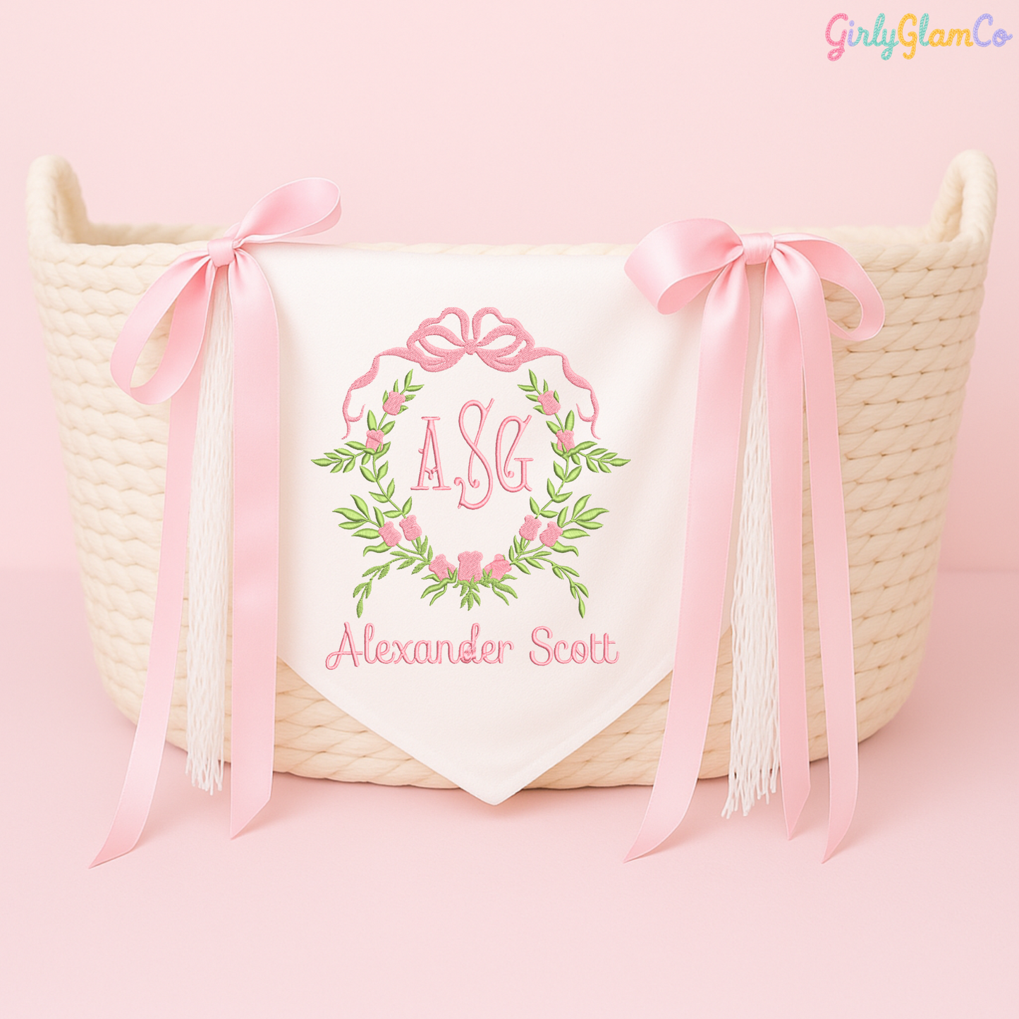 Olive Wreath Monogram – Personalized Baby Banner, Newborn Hospital Door Sign