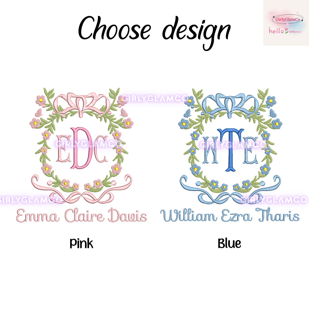 Bow Wreath Monogram Baby Banner โ Personalized Baby Banner, Newborn Hospital Door Sign