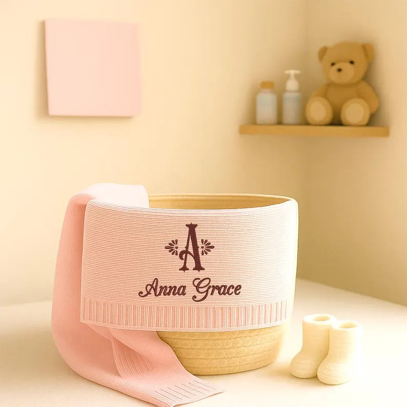 Personalized Knitted Baby Blanket with Monogram, Embroidered Name Baby Blanket, Soft Cotton Baby Blanket, Newborn Gifts