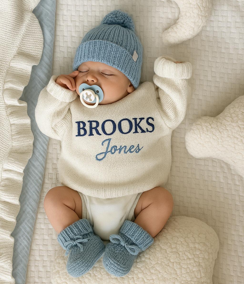 Personalized Baby Sweater, Embroidered Cotton Keepsake, Baby Shower Gift, Nursery Gifts,Baby Boy Gift,Baby Girl, Embroidered Newborn Sweater