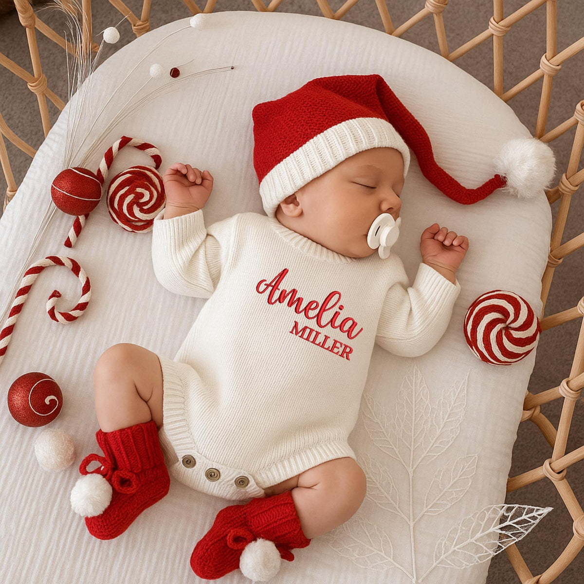 Custom Name Embroidered Knit Baby Romper, 0-6 Months