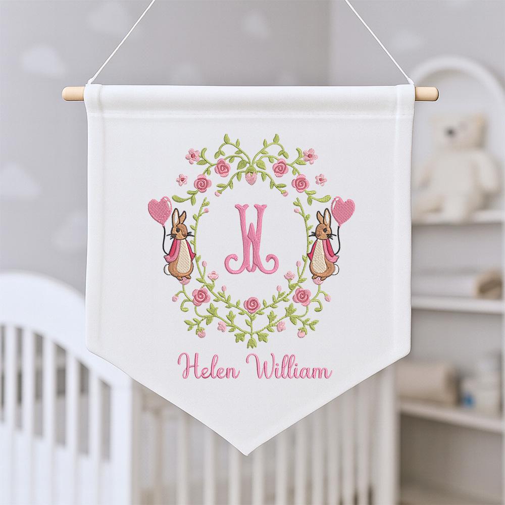 Custom Baby Banner Bunny Baby, Welcome Banner with Bunny Baby, Bows Baby Banner, Hospital Door Sign, Baby Shower Gifts, Newborn Gifts