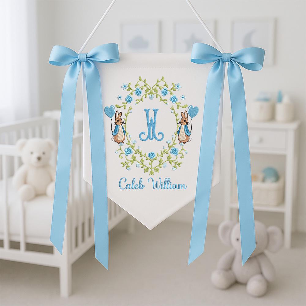 Custom Baby Banner Bunny Baby, Welcome Banner with Bunny Baby, Bows Baby Banner, Hospital Door Sign, Baby Shower Gifts, Newborn Gifts