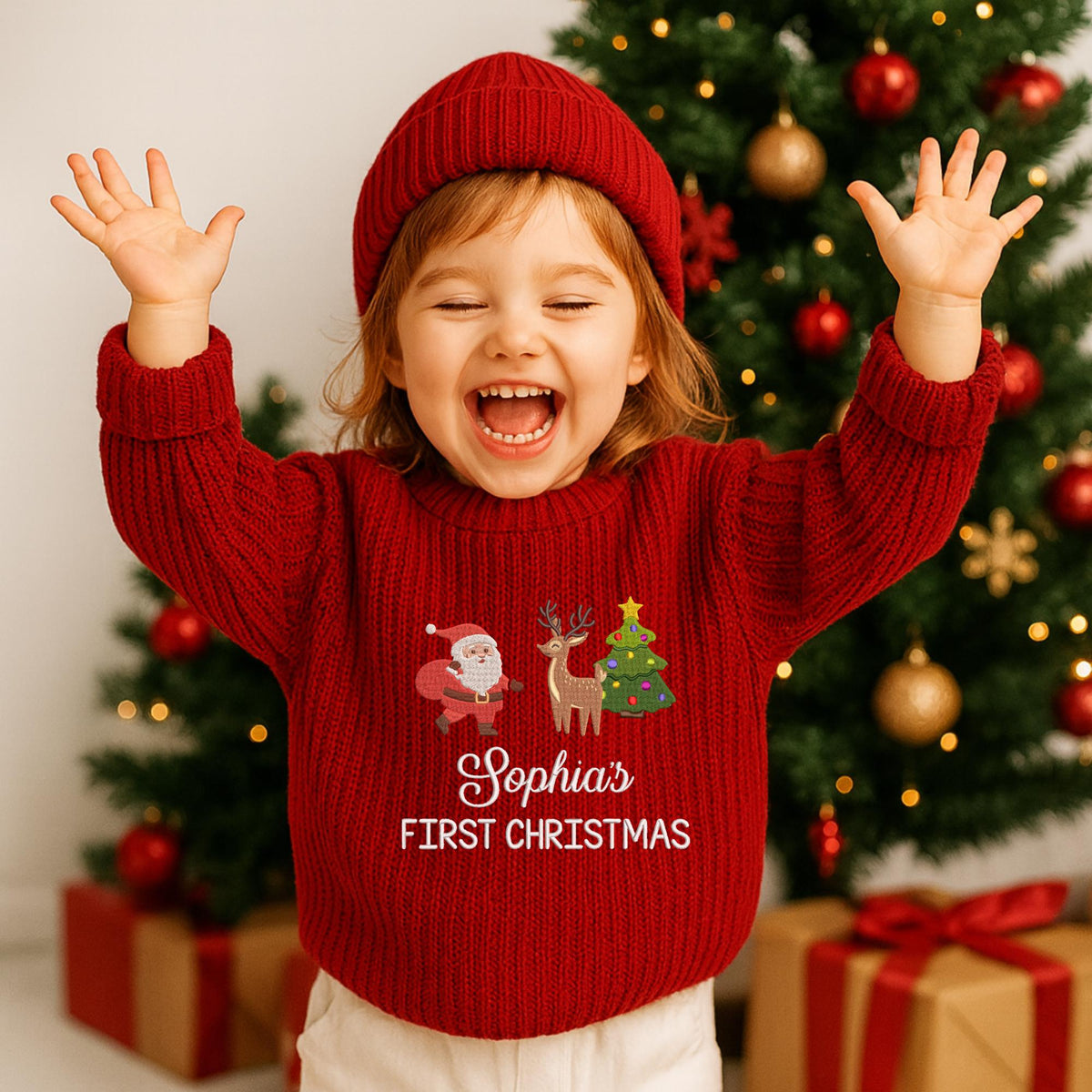 Embroidery My First Christmas Baby Sweater, Newborn Sweater with Christmas 2025, Baby Sweater, Baby Shower Gift, Keepsake for Baby