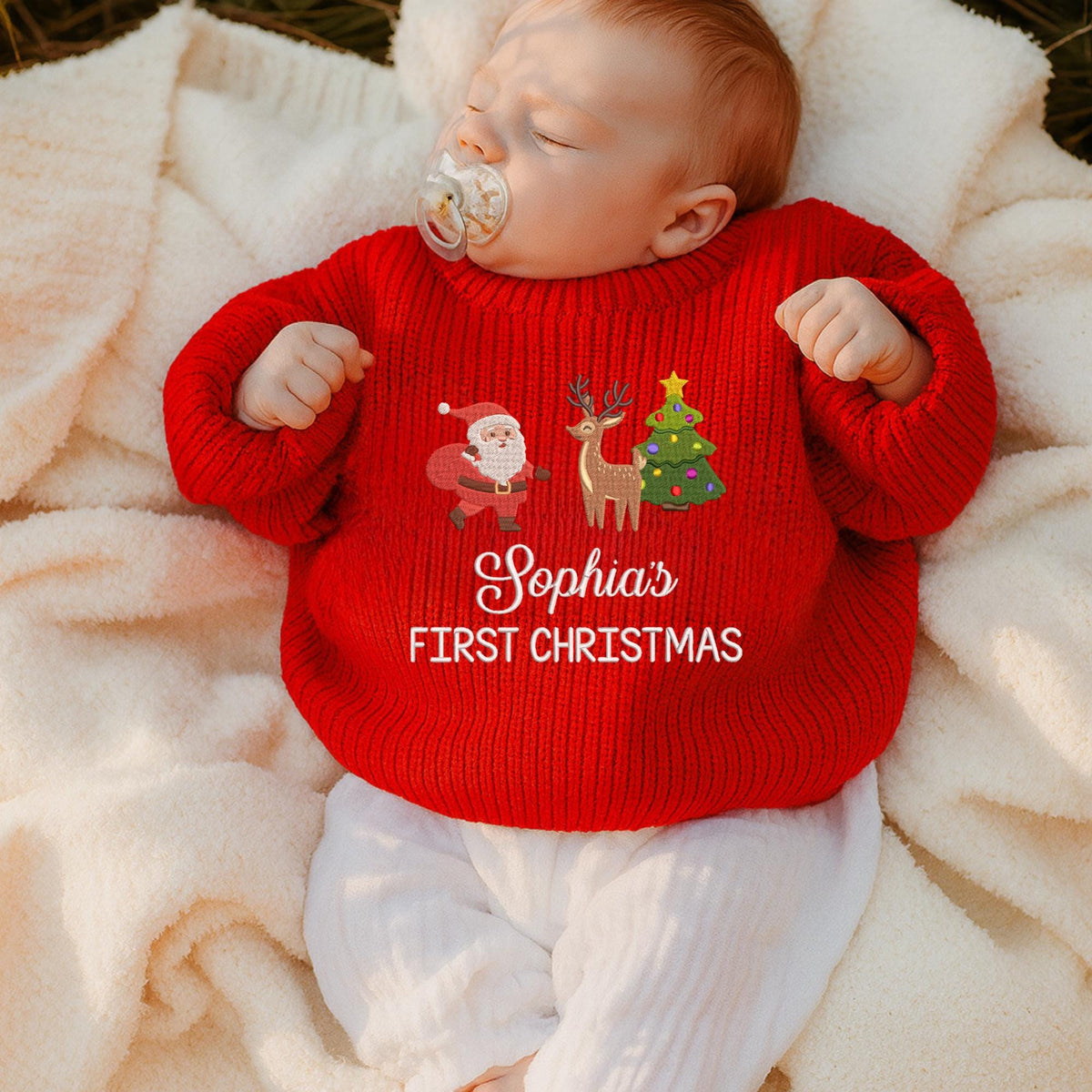 Personalized My First Christmas Baby Sweater, Newborn Sweater with Christmas 2025, Baby Sweater, Baby Shower Gift, Keepsake for Baby