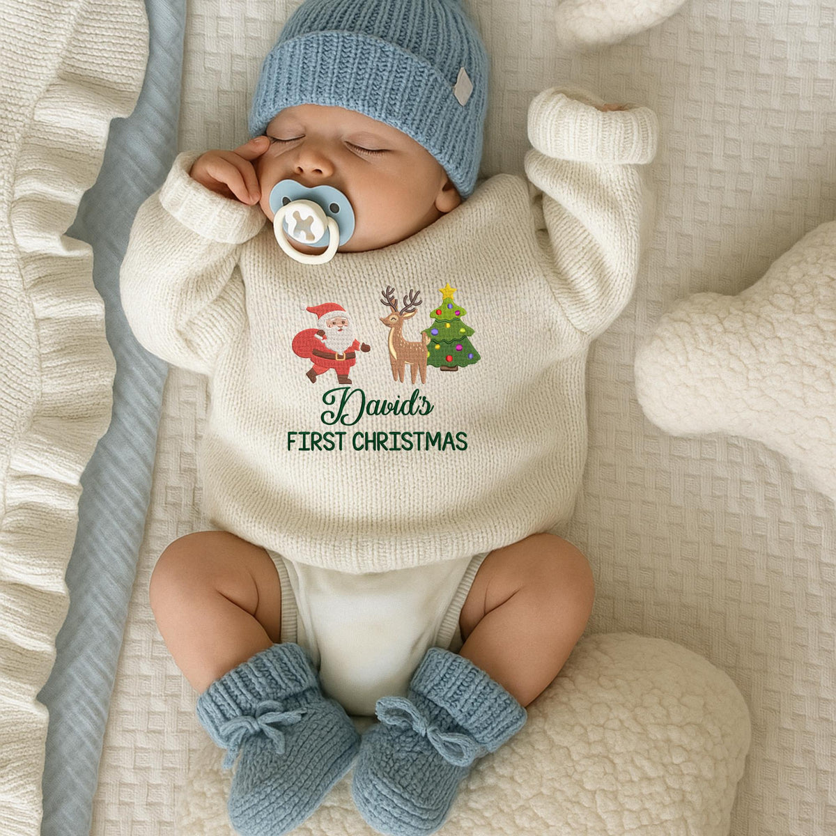 Embroidery My First Christmas Baby Sweater, Newborn Sweater with Christmas 2025, Baby Sweater, Baby Shower Gift, Keepsake for Baby