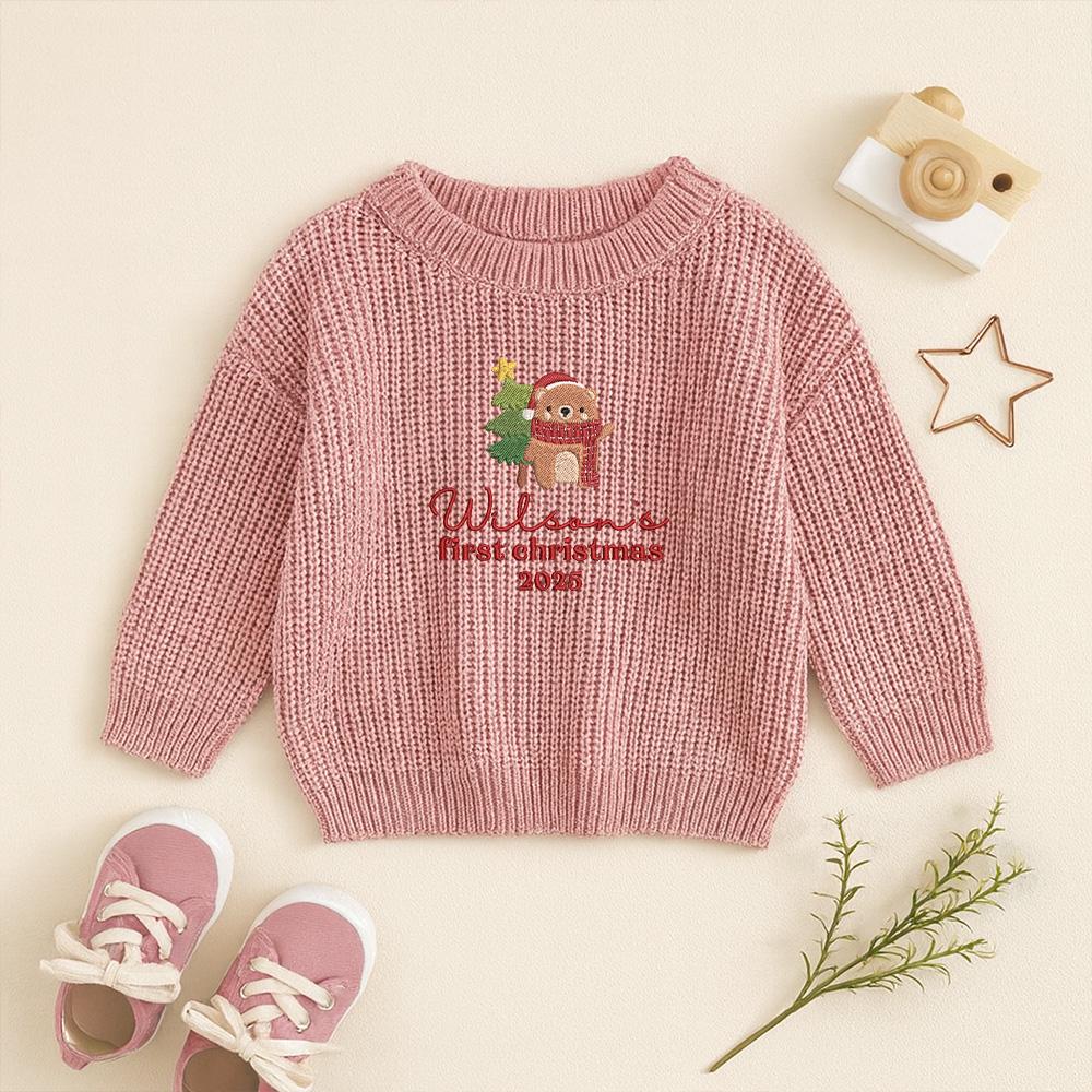 Embroidery My First Christmas Baby Sweater, Newborn Sweater with Christmas 2025, Baby Sweater, Baby Shower Gift, Keepsake for Baby