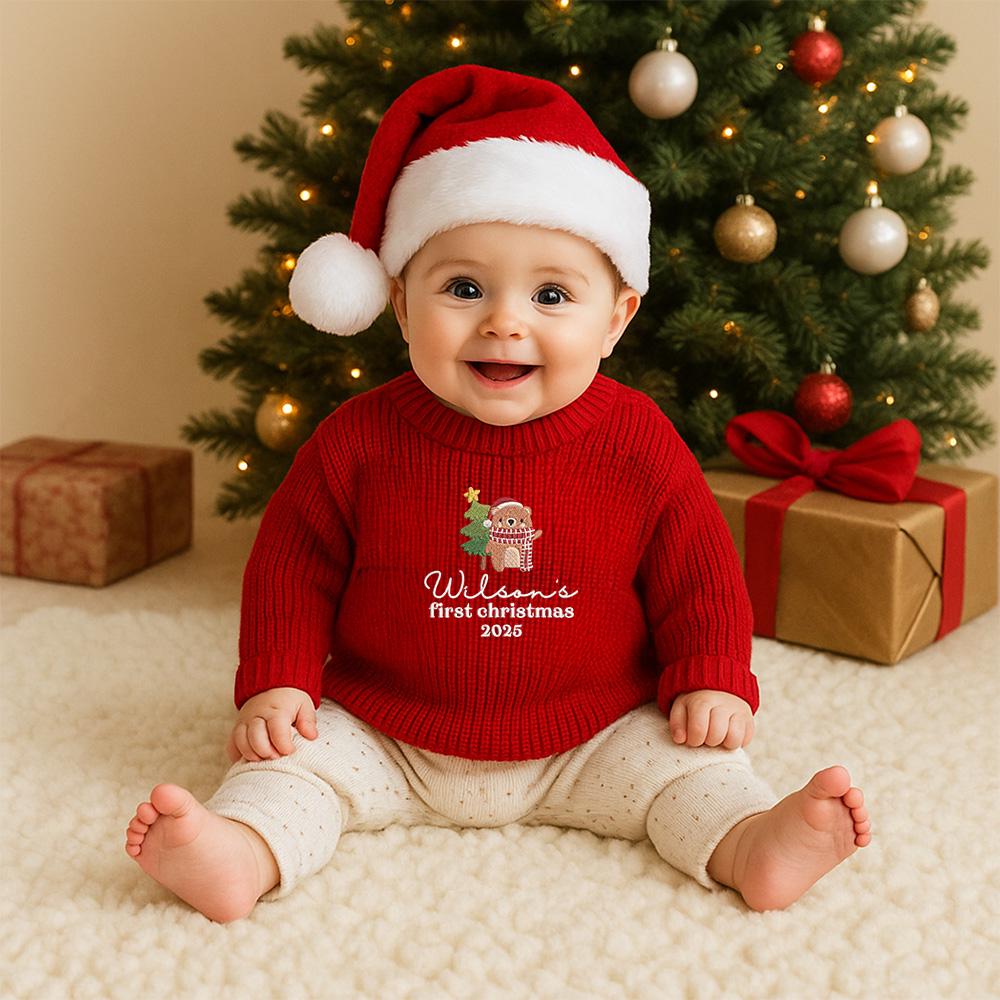 Embroidery My First Christmas Baby Sweater, Newborn Sweater with Christmas 2025, Baby Sweater, Baby Shower Gift, Keepsake for Baby