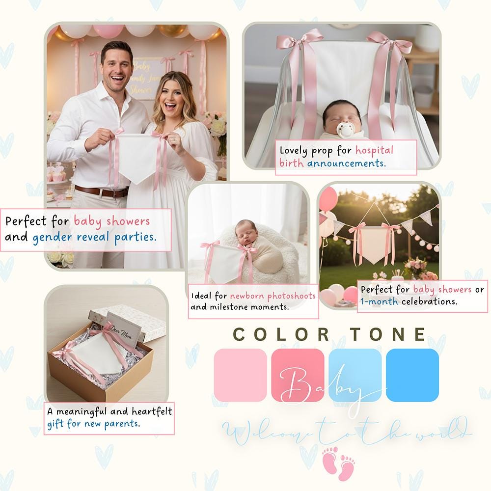Personalized Baby Name Banner with Floral, Custom Nursery Crib Banner, Embroidered Baby Name Sign,Newborn Photo Prop Decor,Baby Shower Gift