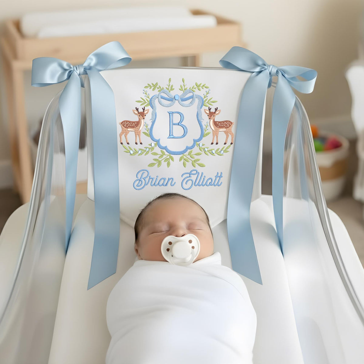 Custom Baby Announcement Sign with Deer - Baby Name Sign - Nursery Decor, Baby Shower Gift