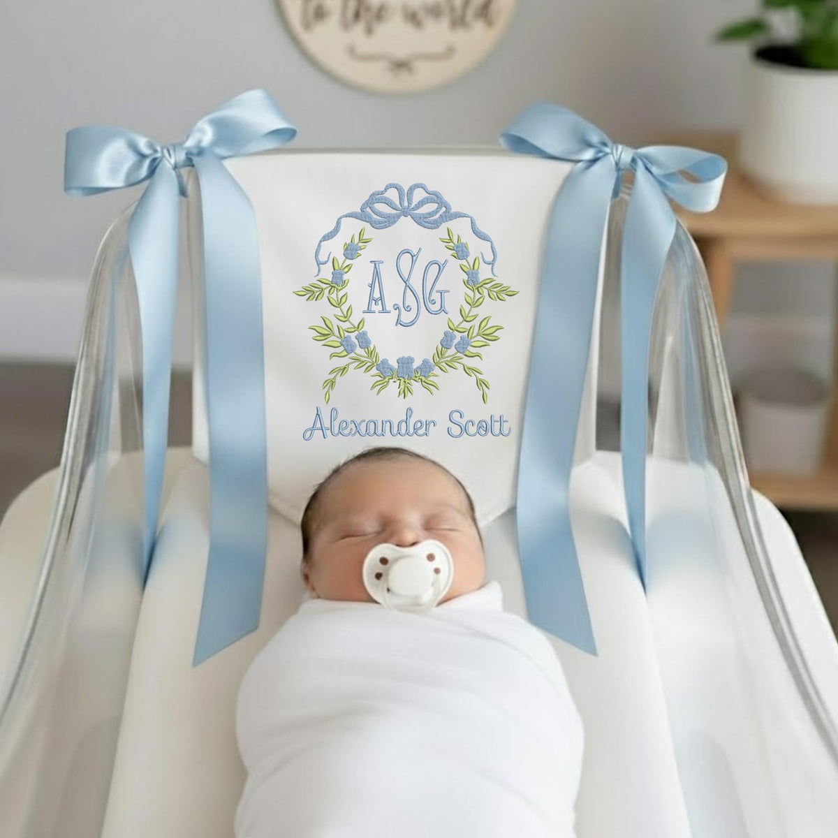 Personalized Baby Banner, Floral Monogram, Nursery Decor