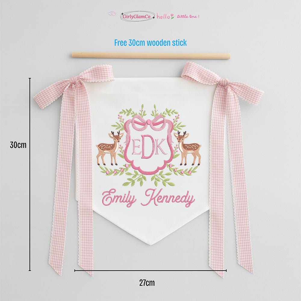 Custom Baby Announcement Sign with Deer - Baby Name Sign - Nursery Decor, Baby Shower Gift