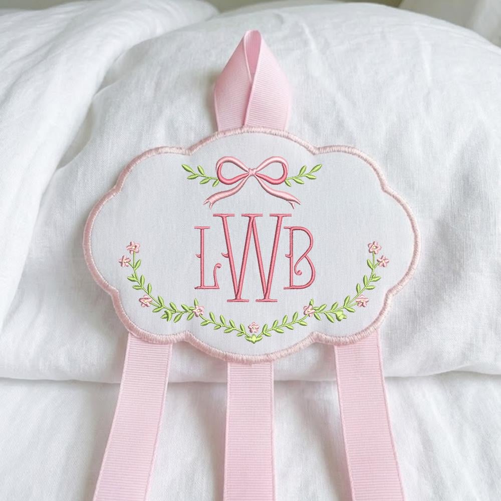 Personalized Baby Girl Hair Bow Holder Organizer with Embroidered Name Cloud Design | Custom Headband Clip Hanger for Nursery Decor