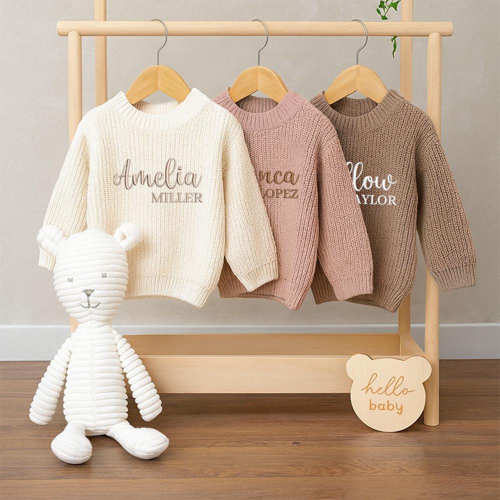 Personalized Embroidered Baby Name Sweater, Birth Announcement,Toddler Sweatshirt,Custom Kid Sweatshirt,Baby Keepsake,Baby Shower Gift