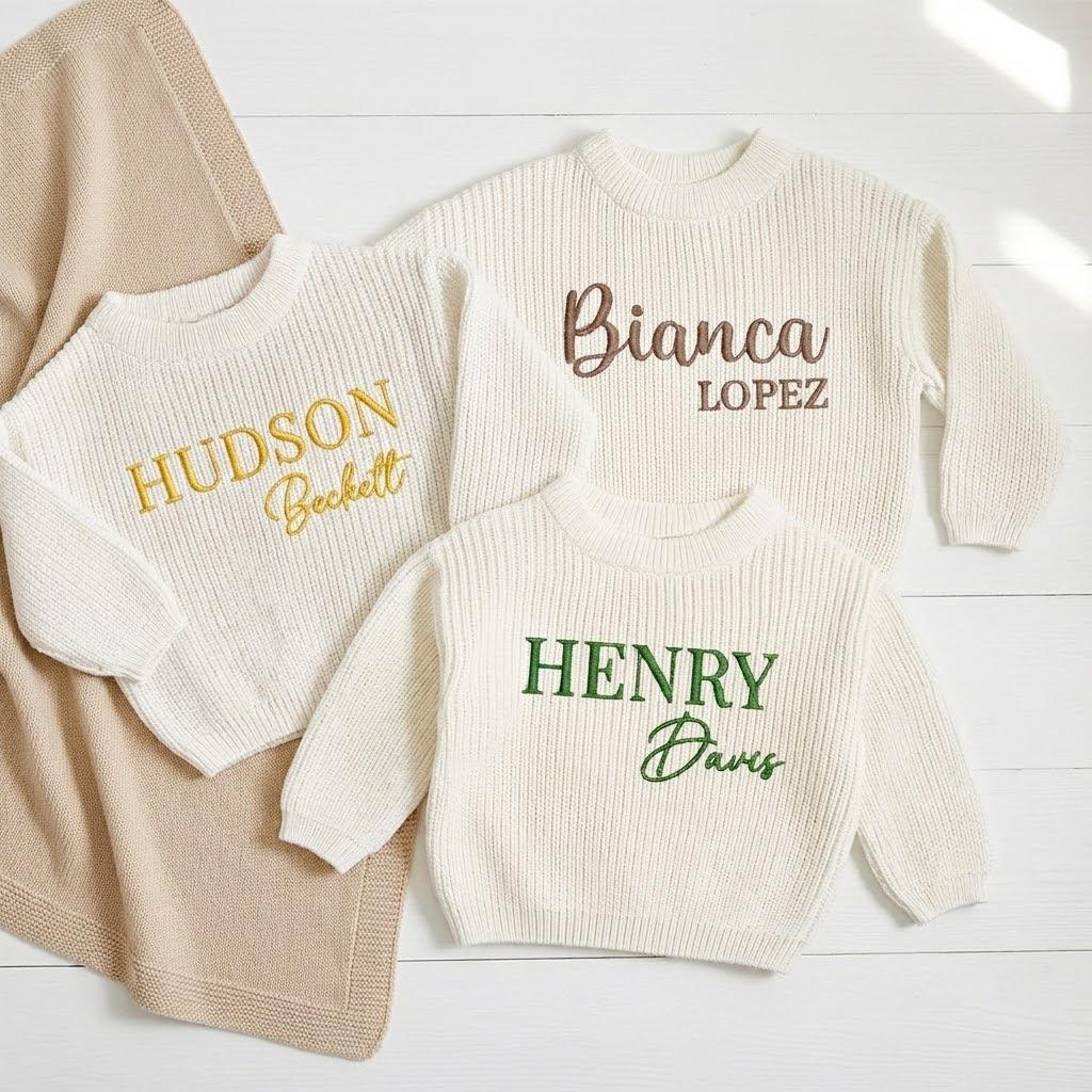 Personalized Embroidered Baby Name Sweater, Birth Announcement,Toddler Sweatshirt,Custom Kid Sweatshirt,Baby Keepsake,Baby Shower Gift