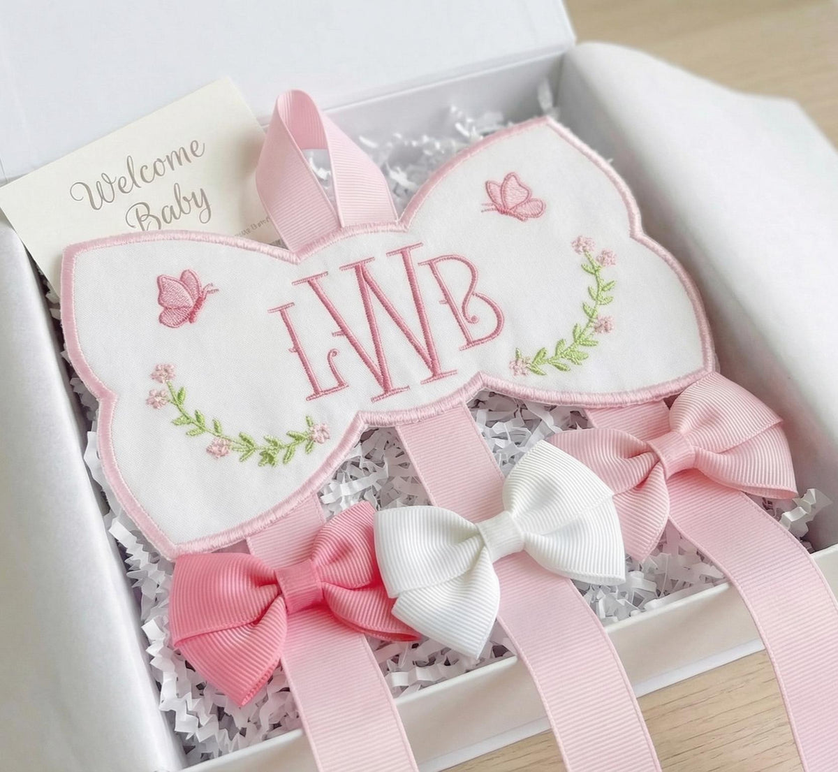 Custom Embroidered Baby Girl Hair Bow Holder | Nursery Decor