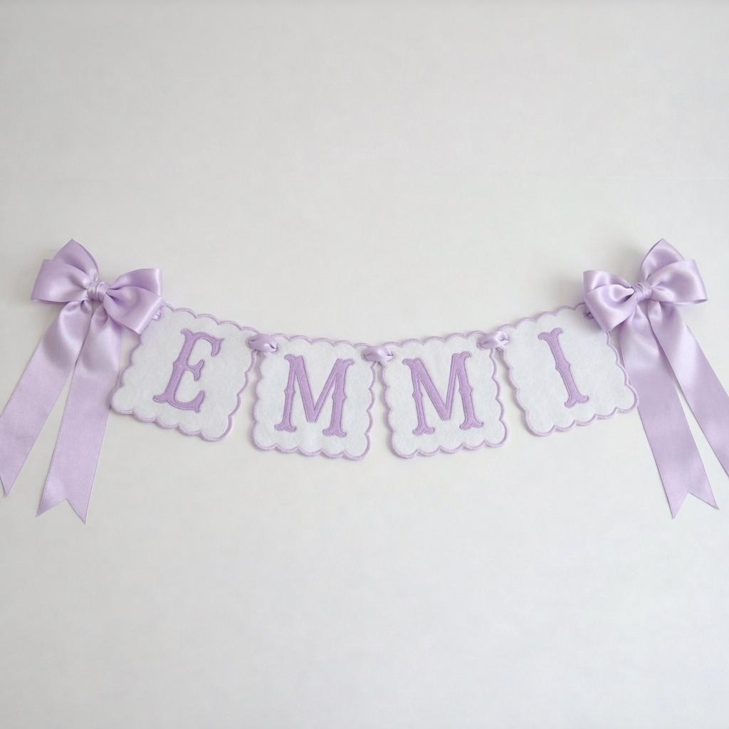 Personalized Embroidered Name Banner, Scalloped Nursery Garland, Baby Shower Decor