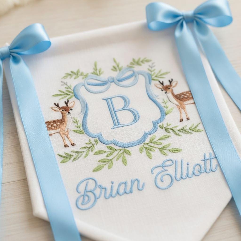 Custom Baby Announcement Sign with Deer - Baby Name Sign - Nursery Decor, Baby Shower Gift