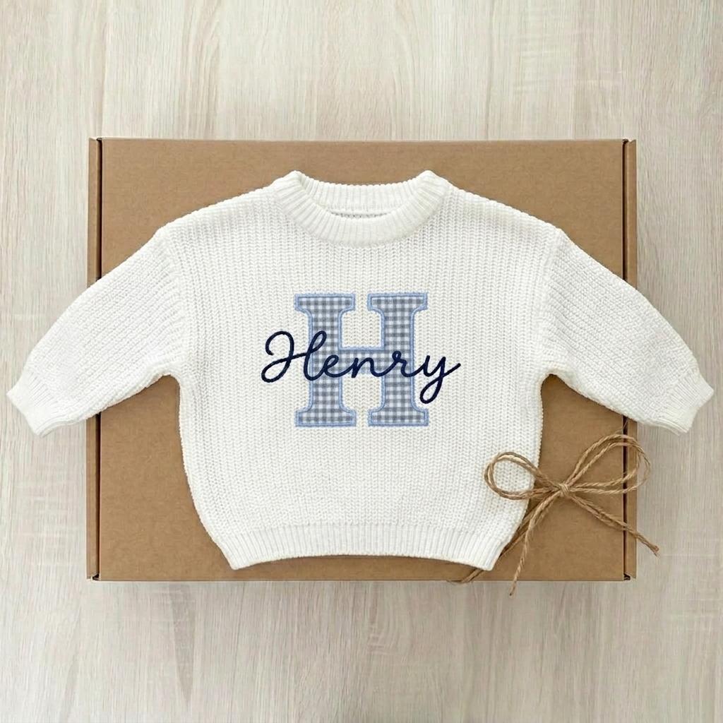 Personalized Embroidery Baby Sweater, Birth Announcement, Embroidered Baby Shower Gift, Kid Sweater, Keepsake for Newborn