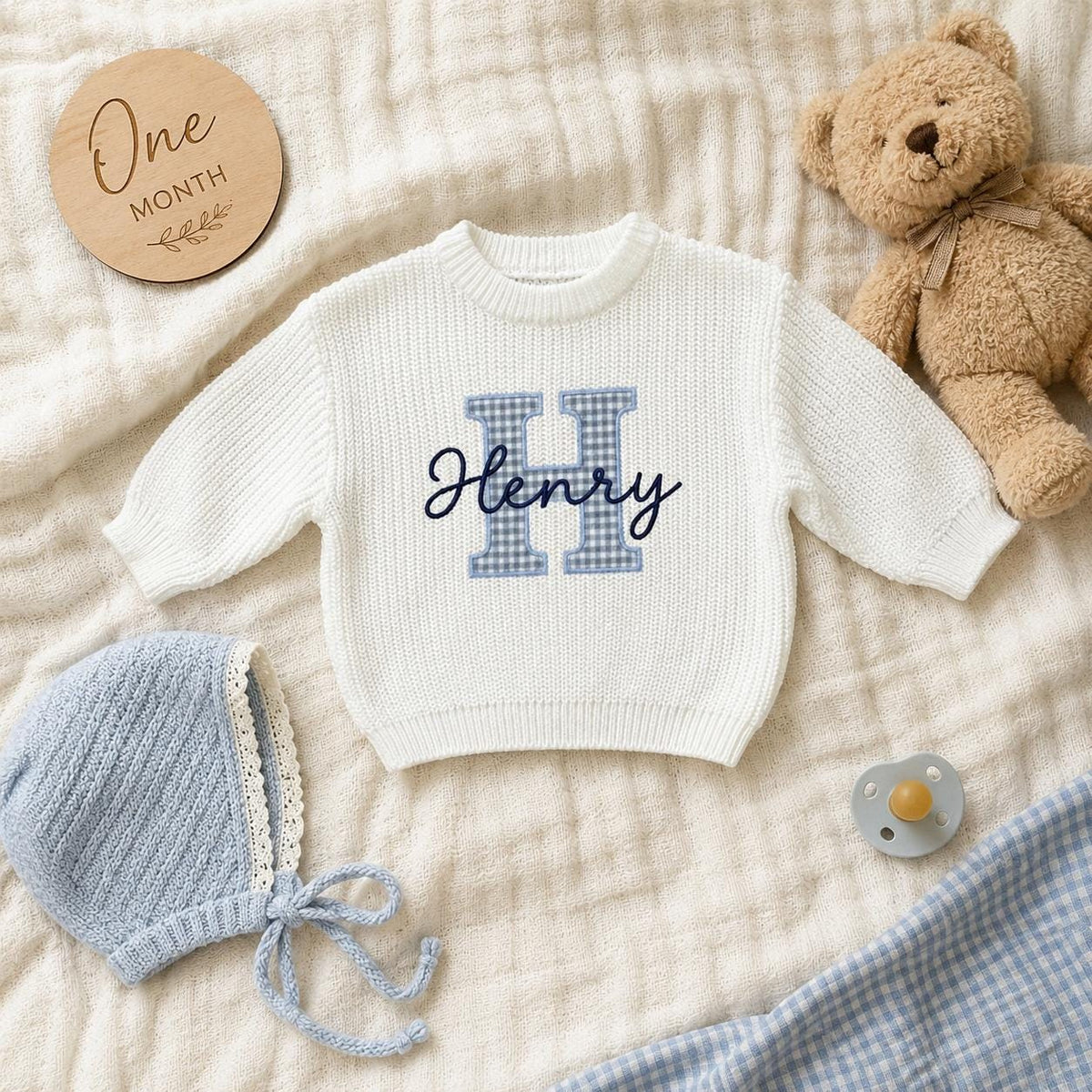 Personalized Embroidery Baby Sweater, Birth Announcement, Embroidered Baby Shower Gift, Kid Sweater, Keepsake for Newborn