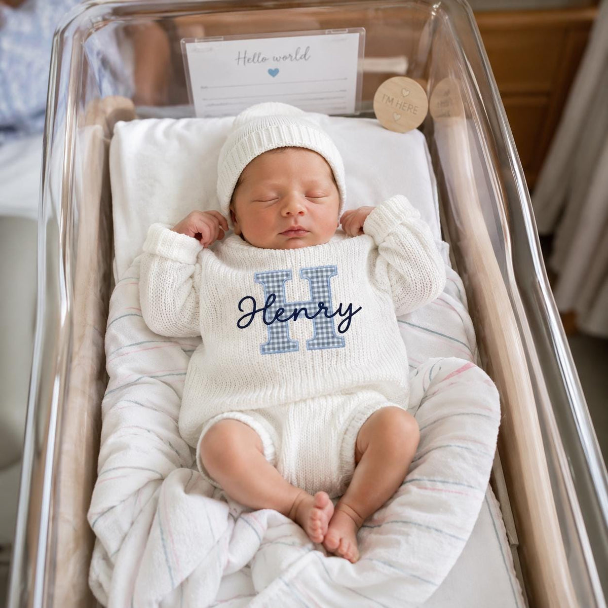 Personalized Embroidery Baby Sweater, Birth Announcement, Embroidered Baby Shower Gift, Kid Sweater, Keepsake for Newborn