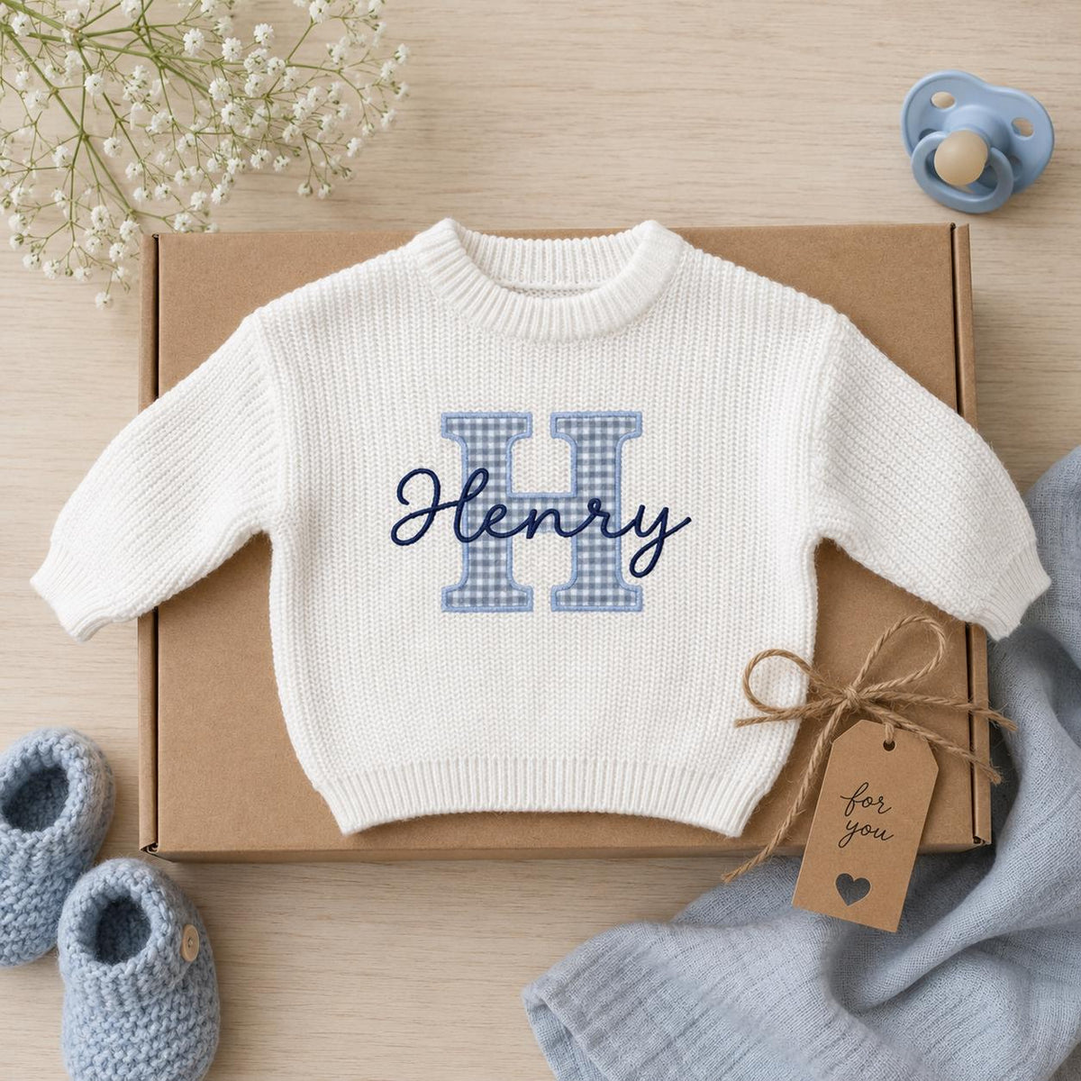 Personalized Embroidery Baby Sweater, Birth Announcement, Embroidered Baby Shower Gift, Kid Sweater, Keepsake for Newborn