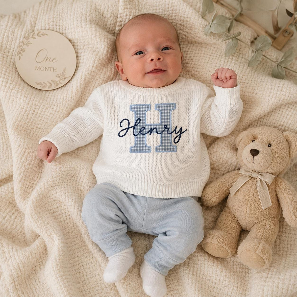 Personalized Embroidery Baby Sweater, Birth Announcement, Embroidered Baby Shower Gift, Kid Sweater, Keepsake for Newborn