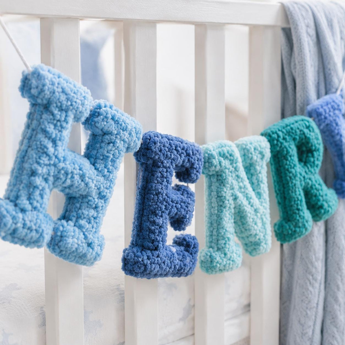 Yarn Letter Baby Name Banner, Custom Canvas Pennant Nursery Garland, Personalized Newborn Shower Gift